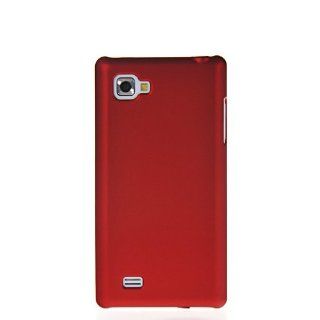 Mooncase Hard Rubberized Rubber Coating Back Case Cover With Screen Protector for LG Optimus 4X HD P880 Red Electronics