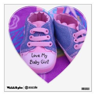 Love My Baby Girl heart shape wall decal shoes