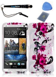 IMAGITOUCH(TM) 4 Item Combo For HTC One M7(AT & T, T Mobile, Sprint) Snap On Hard Shell Case Cover Phone Protector Faceplate   Purple Lily (Stylus Pen, ESD Shield Bag, Pry Tool, Phone Cover) Cell Phones & Accessories
