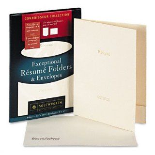 ~~ SOUTHWORTH COMPANY ~~ Connoisseur Exceptional Rsum? Folders & Envelopes, 9 x 12, 5 of Each, Ivory 