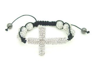 Crystal Cross & Crystal Ball adjustable Bracelet Silver Jewelry
