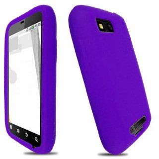 Motorola MB525 Defy Soft Skin Case Solid Purple Skin T Mobile Cell Phones & Accessories