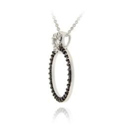 DB Designs Sterling Silver Black Diamond Accent Heart on Circle Necklace DB Designs Diamond Necklaces