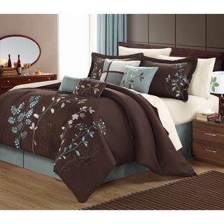 Bliss Garden Chocolate Brown 12 piece Bed in a Bag with Sheet Set Bed in a Bag