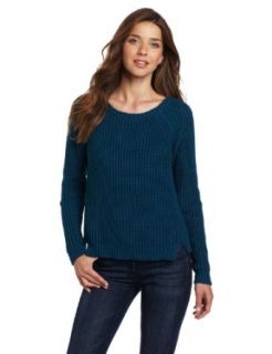 525 America Women's Shaker Scoop Neck Bottom Crop Sweater, Deep Marine, X Small