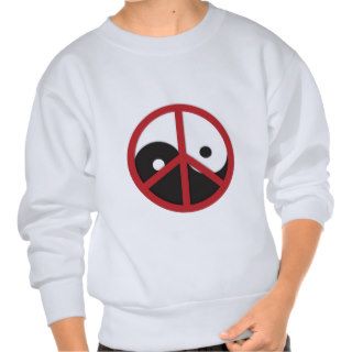 Yin Yang with Peace sign   red Pullover Sweatshirts