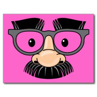 Eye Glasses Fake Nose Mustache Disguise Post Cards