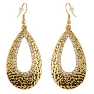 West Coast Jewelry Goldtone Crystal Trim Hammered Teardrop Earrings West Coast Jewelry Fashion Earrings