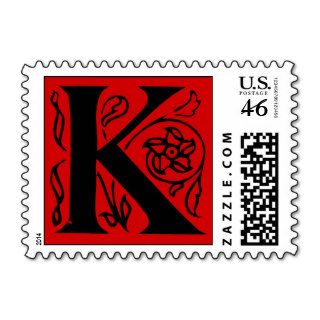 Fancy Red Letter K Postage Stamps