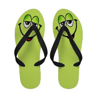 Funny Face Green Flip Flops
