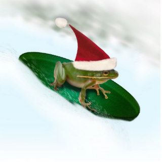 Frog Dashing Through the Snow on a Lily Pad Photo Sculptures