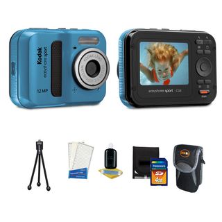 Kodak Easyshare Sport C123 Waterproof 12MP Blue Digital Camera with Deluxe Bonus Kit Kodak Point & Shoot Cameras