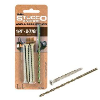 Buildex 1/4 in. x 2 7/8 in. Steel Flat Head Phillips Stucco Anchors with Drill Bit (4 Pack) 31740
