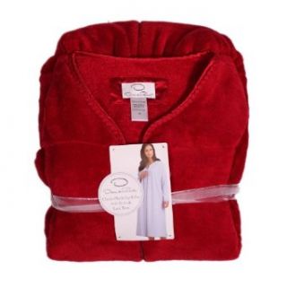 Oscar de la Renta Women's Plush Zip Robe (Small/Medium, Red) Bathrobes