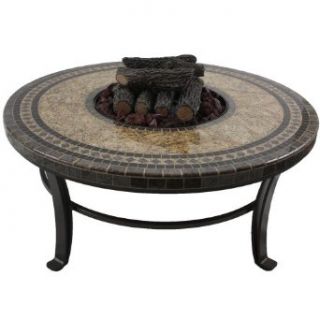 Sundance Southwest UFP1945METBZ N Universal Style Chat Fire Pit 19 in. Tall x 45 in. Diameter, Morocco Design, Earth Tone granite colors, Bronze Powder Coat Natural Gas