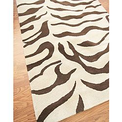 nuLOOM Zebra Animal Pattern Brown/ Ivory Wool Rug (8'6 x 11'6) Nuloom 7x9   10x14 Rugs