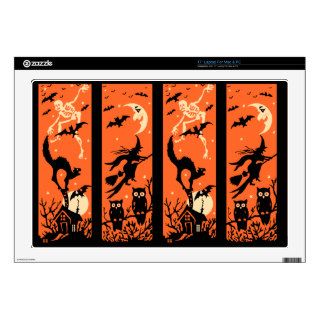 Vintage Halloween Silhouette Illustration Decal For Laptop