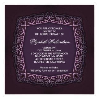 beautiful dark purple bridal shower invitation