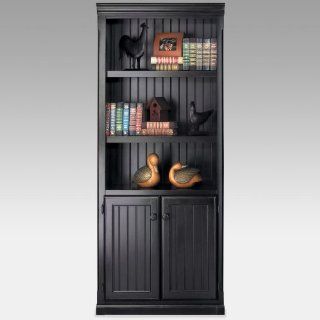 Southampton Bookcase with Doors (Onyx Black) (30"W X 73"H X 12.5"D)  Home Office Desks  