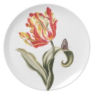 Vintage Butterfly Garden Watercolor Flowers Art Party Plates