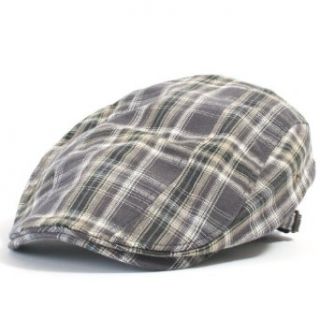 ililily Plaid Pattern Newsboy Flat Cap with Strap Details on Both Sides Ivy Driver Hunting Hat (flatcap 530 4) at  Mens Clothing store