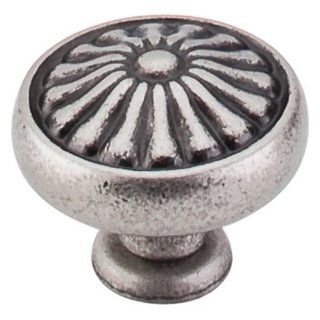Top Knobs M1598 Normandy Collection 1 1/4 Inch Pewter Antique Flower Cabinet Mushroom Knob, Pewter Antique   Cabinet And Furniture Knobs  