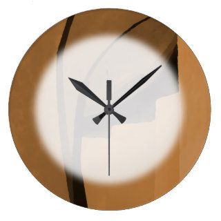 Brown industrial style abstract. round clock