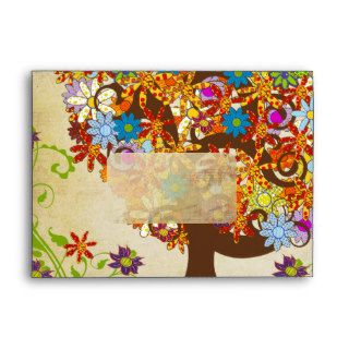 Whimsical Flower Tree Wedding Envelope