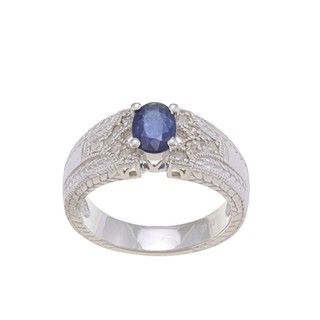 Viducci Sterling Silver Blue Sapphire and 1/4ct TDW Diamond Ring (G H, I1 I2) Viducci Gemstone Rings