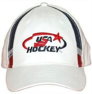 USA Hockey Fitted Baseball Cap Red & Blue USA Hockey Arc & Stars   White 7044 Novelty Baseball Caps Clothing