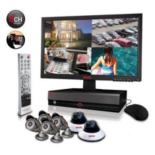 Revo 8 CH 1TB DVR4 Surveillance System with 18.5 in. Monitor and (6) 600 TVL 80 ft. Nightvision Cameras R84D2EB4EM18 1T