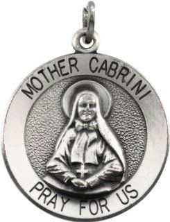 Mother Frances Cabrini Sterling Silver Round Medal Necklace With Chain 18.25 MM Jewelry