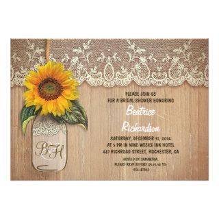 rustic sunflower mason jar bridal shower custom announcement