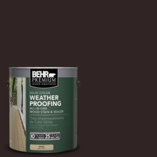 BEHR Premium 1 gal. #SC 104 Cordovan Brown Solid Color Weatherproofing All In One Wood Stain and Sealer 501301