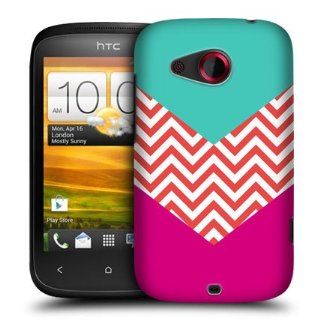 Head Case Designs Turquoise and Hot Pink Colour Block Chevron Hard Back Case Cover for HTC Desire C Cell Phones & Accessories