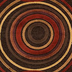 Meticulously Woven Brown/Red Floral Circles Abstract Rug (7'6 x 10'6) Surya 7x9   10x14 Rugs