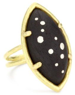 Julieli "Eco" Black Ebony with 18k Gold and Pure Sterling Silver Inlaid Ring Jewelry