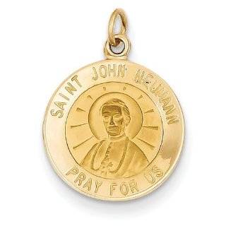 14K Yellow Gold Saint John Neumann Medal Charm Jewelry