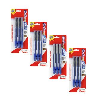Pentel Clic Eraser Grip Latex free Retractable Erasers (Pack of 12) Pentel Eraser Refills