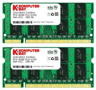 Komputerbay 4GB 2X 2GB DDR2 533MHz PC2 4200 PC2 4300 DDR2 533 (200 PIN) SODIMM Laptop Memory Computers & Accessories