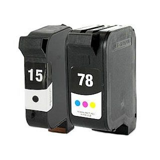 HP 15 & HP 78 Tri Color Remanufactured Ink Cartridges Black Electronics