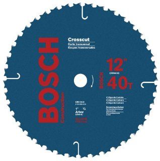 Bosch CB1240 Construction Series 12 Inch 40 Tooth ATB Crosscutting Saw Blade with 1 Inch Arbor   Circular Saw Blades  