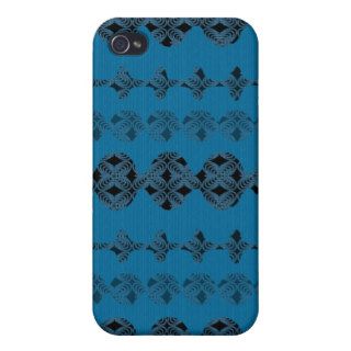 Blue Retro Shapes and Pattern iPhone Case Covers For iPhone 4