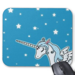 Blue and white Pegasus Unicorn Mousepads