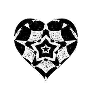 Black White Valentine Heart Fractal Art Sticker
