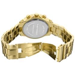Vernier Women's Large Gold Tone Chrono Look Dial Dual Time Watch Vernier Women's Vernier Watches