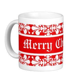 Elegant fleur de lys damask Christmas Coffee Mug