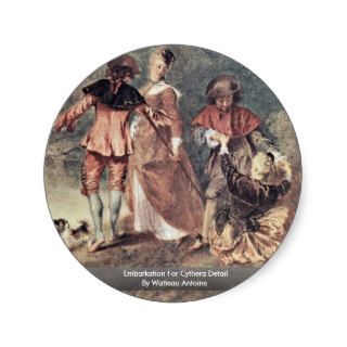 Embarkation For Cythera Detail By Watteau Antoine Round Stickers