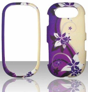 Purple White Vines Pantech Ease P2020 Hard Snap on Rubberized Touch Phone Cover Case Faceplates Cell Phones & Accessories