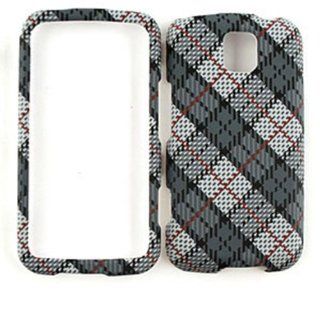ACCESSORY MATTE COVER HARD CASE FOR LG OPTIMUS M / OPTIMUS C MS 690 GRAY WHITE PLAID Cell Phones & Accessories